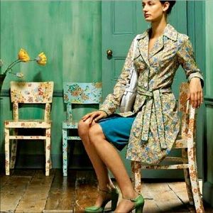 Anthropologie Odille Flower Trench Coat 6 EUC